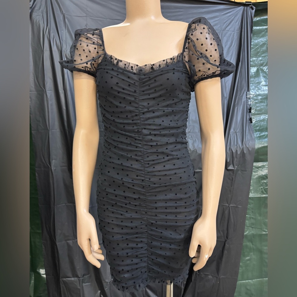 H&M Black Ruched Bodycon Mini Dress